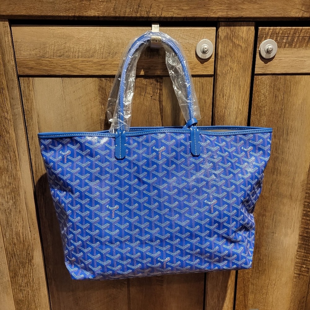 Goyard Blue Chevron St. Louis GM Tote with Pouch - Picture 3 of 16